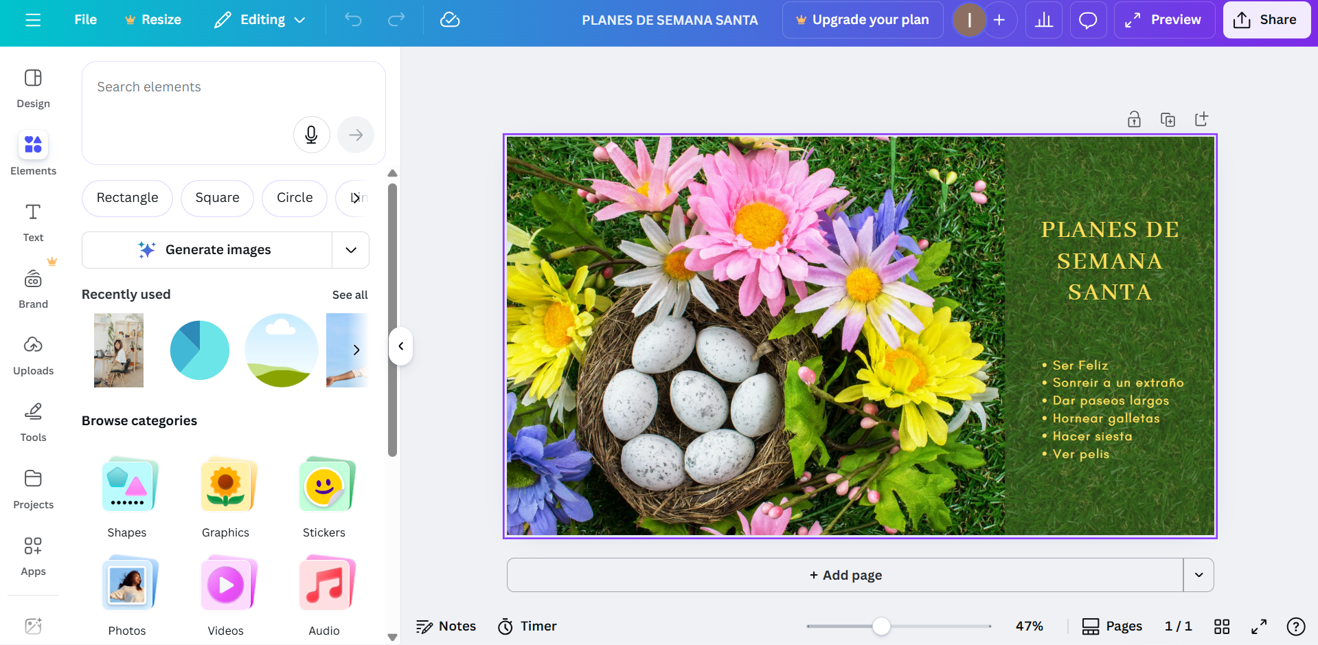 Canva- the best tool to edit free spring cover photos for Facebook