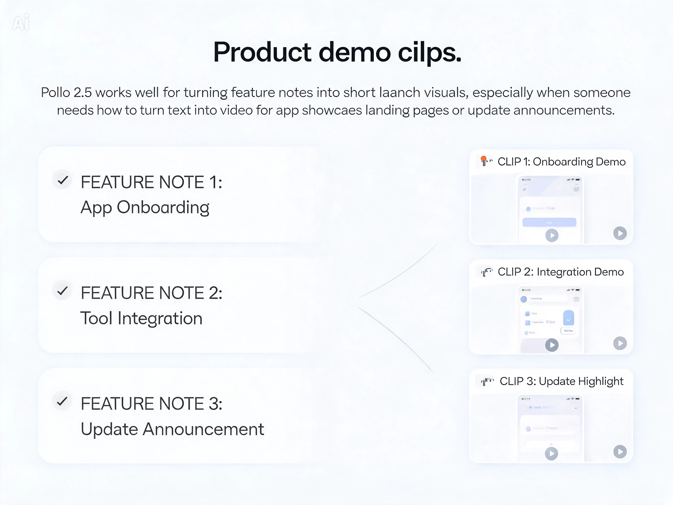 Product demo clips