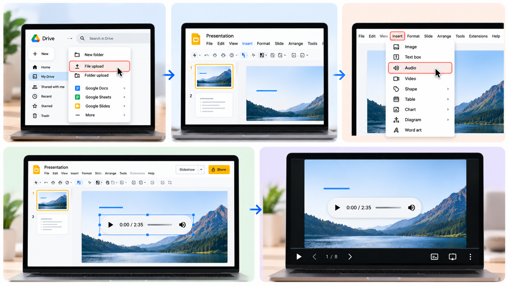 How to add audio to Google Slides