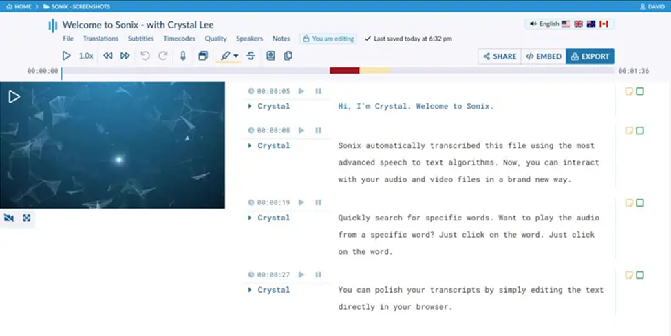 Transcription Software - Sonix