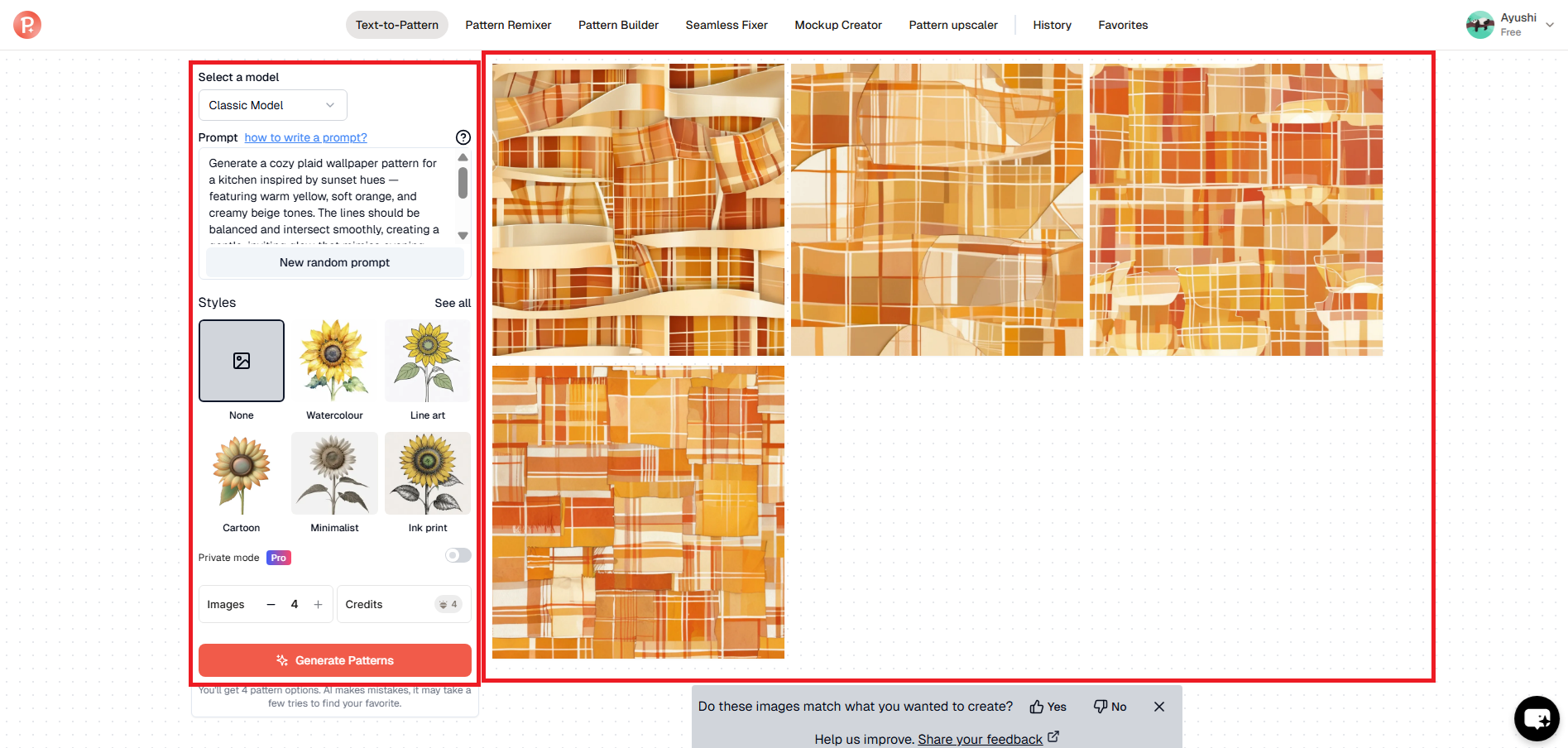 Enter your prompt and generate patterns