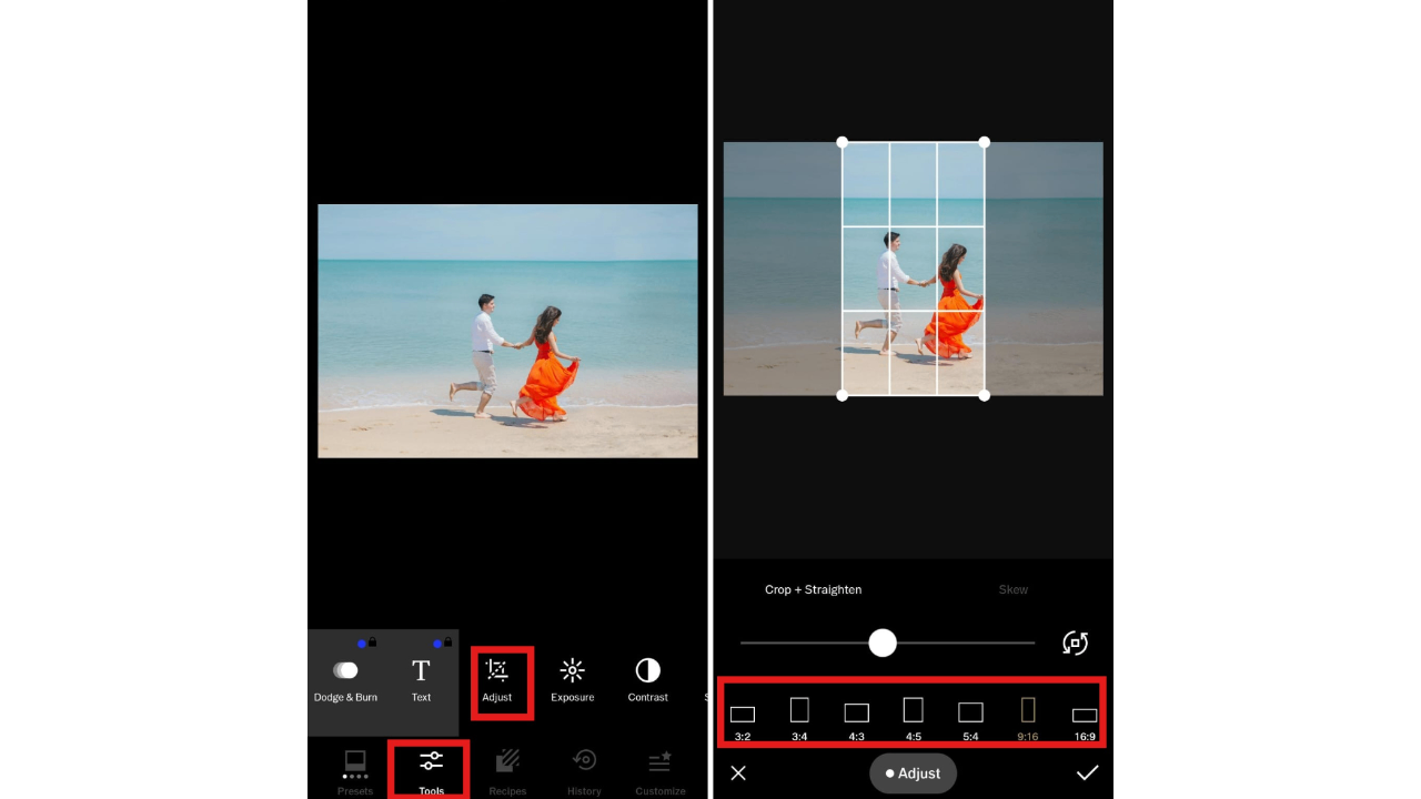 Select and adjust the crop
