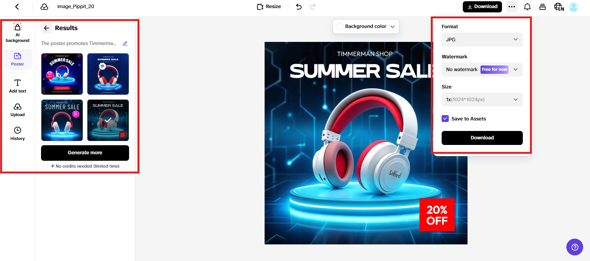Select, customize and download