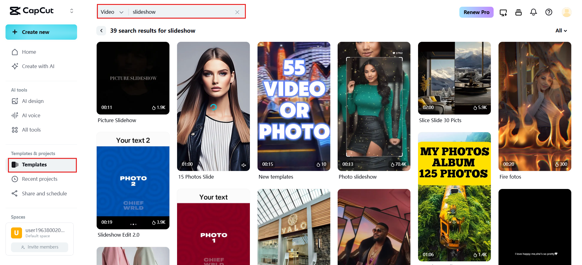 Access Templates section