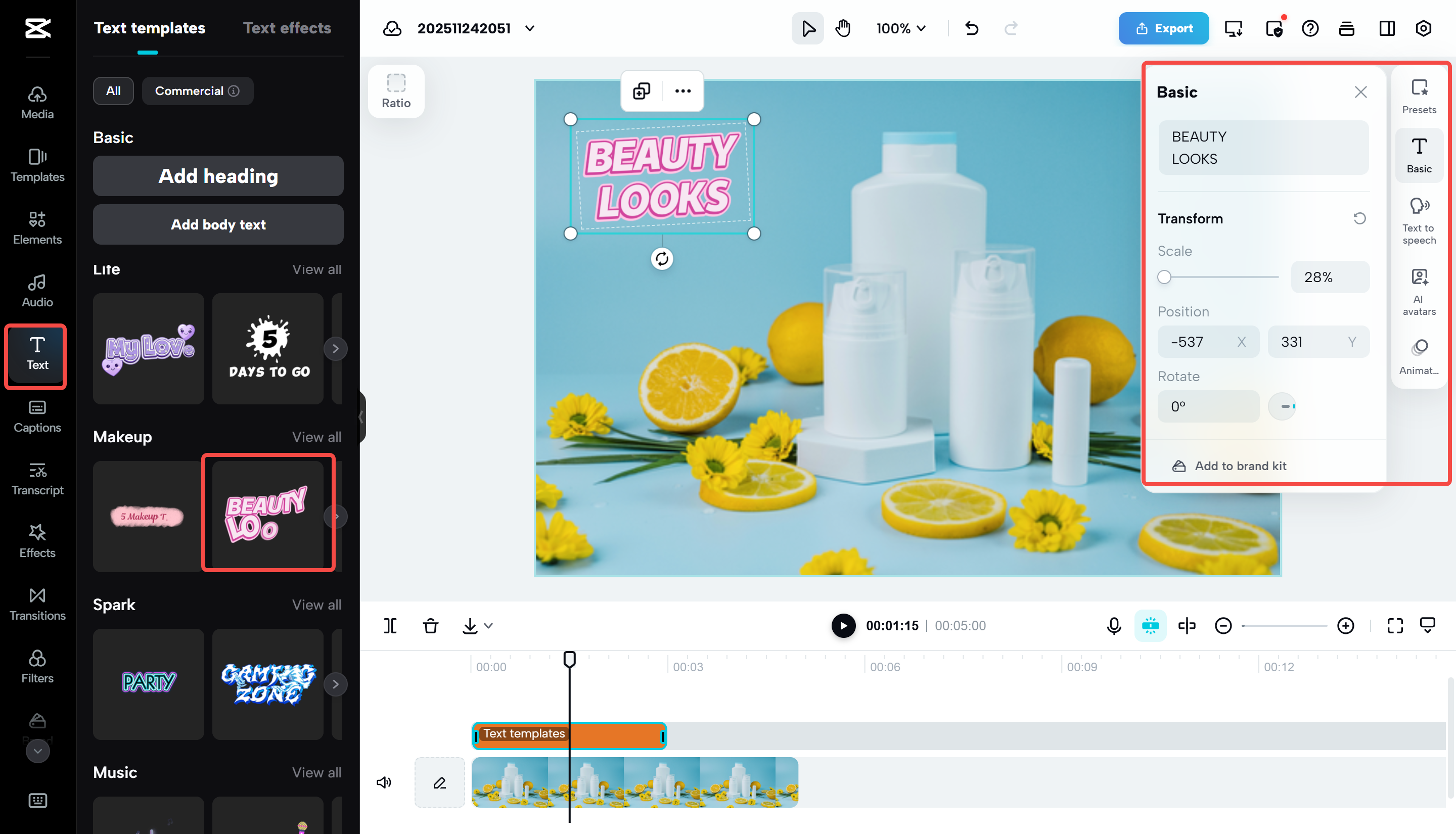 Editing video in the CapCut online video editor
