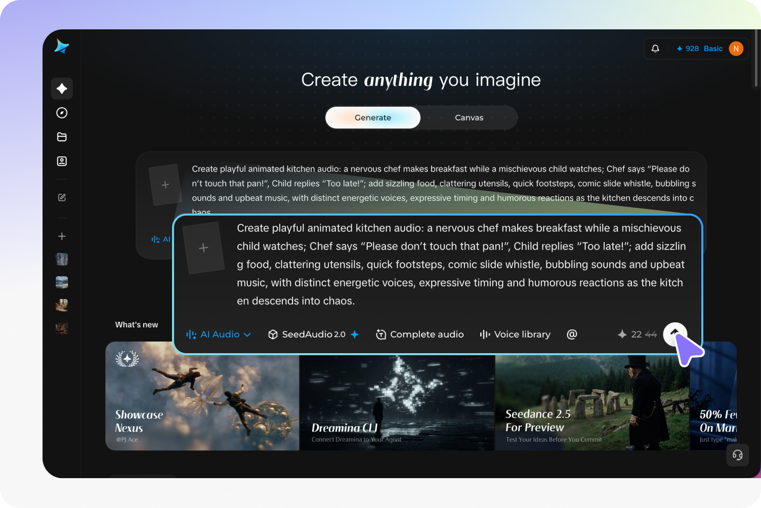 Add reference audio files and write a prompt