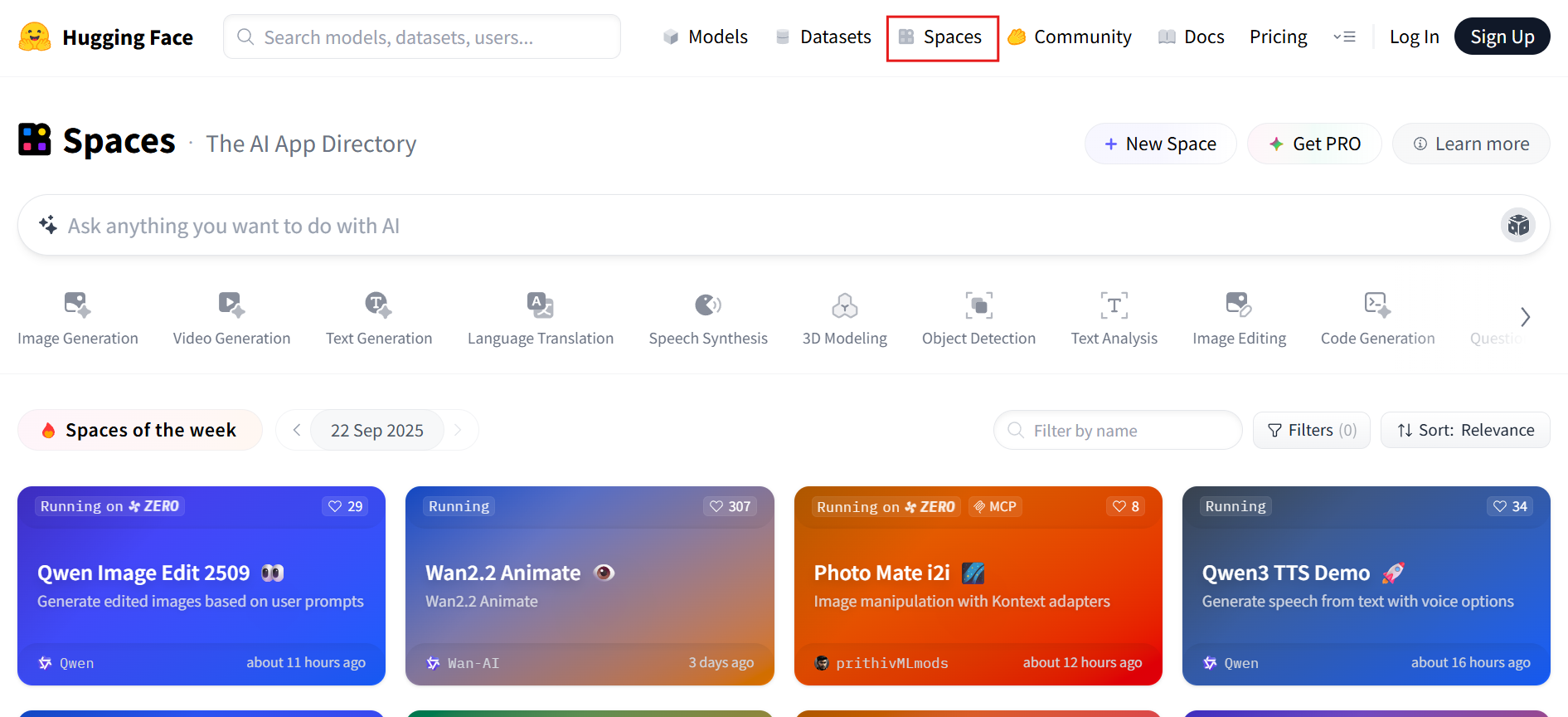 Choose a model or space