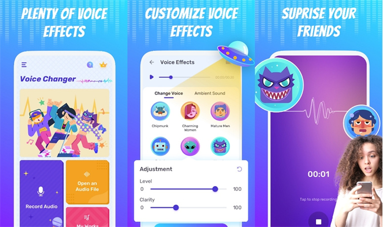 Interface of Voice Changer Plus