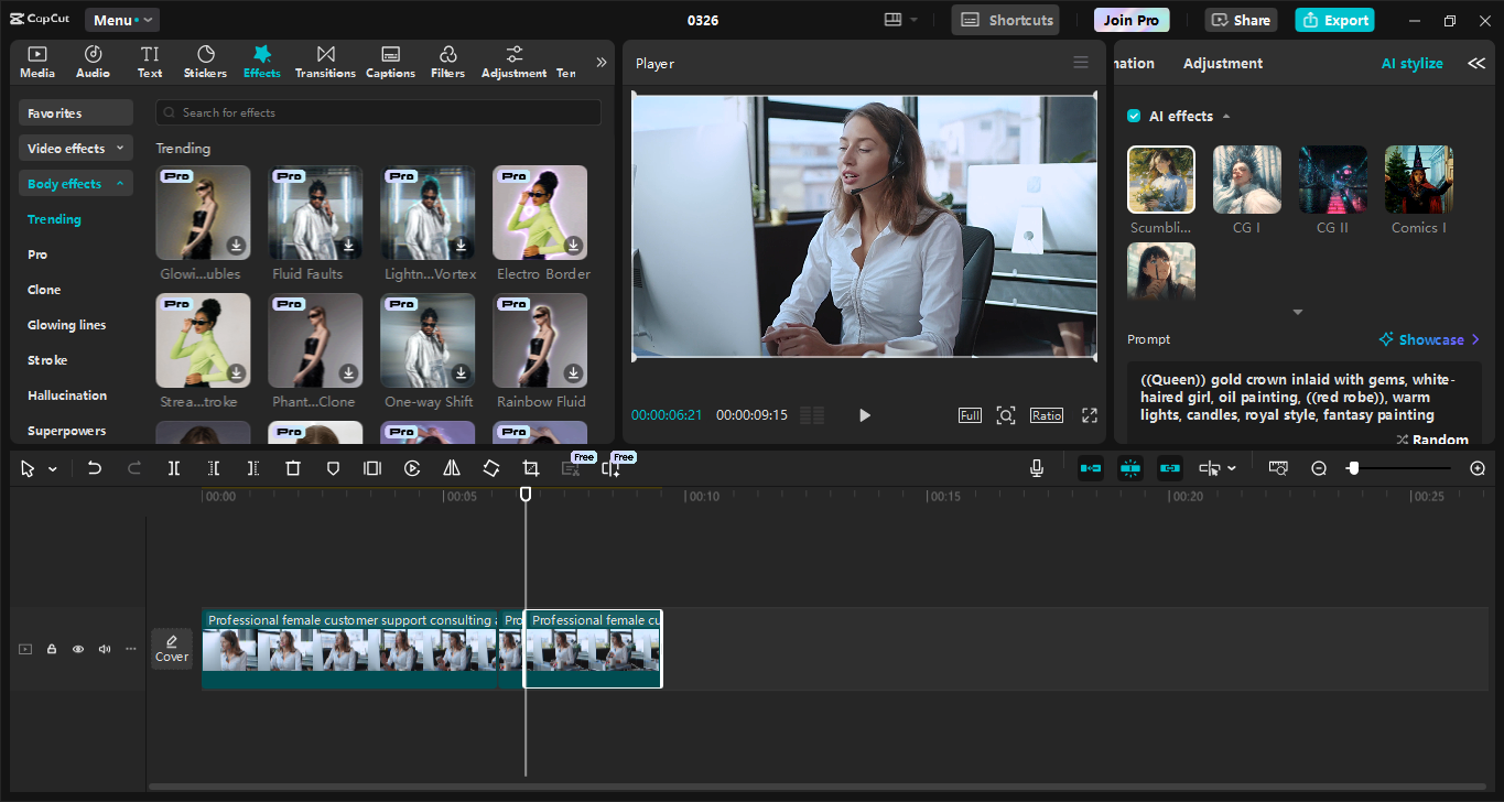 Interface of the CapCut desktop video editor