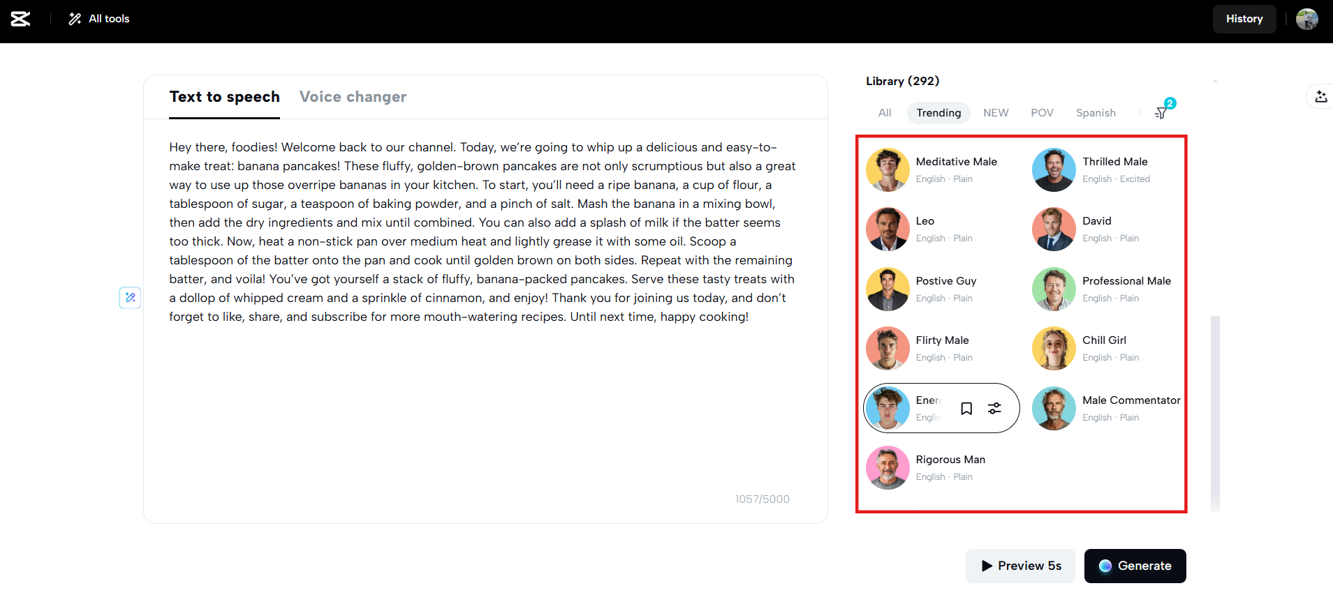 Realistic male voices