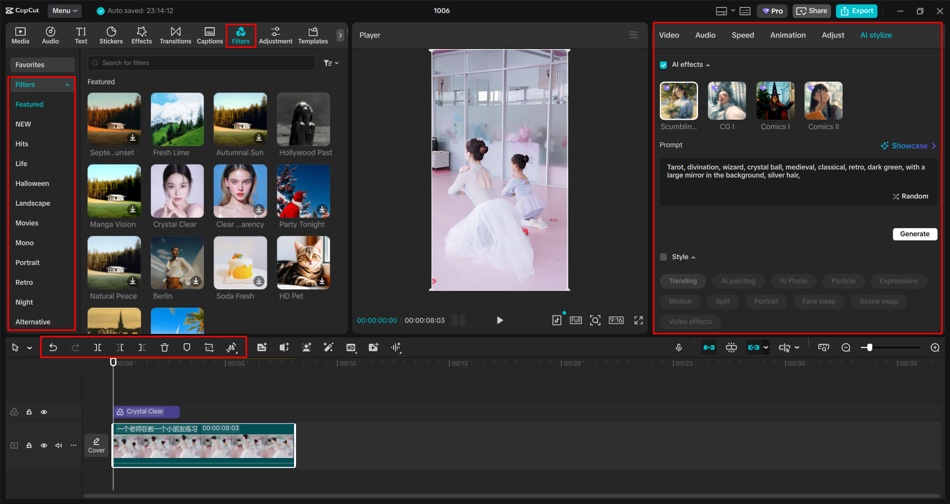 Trimming and adding vibrant effects to a TikTok video with the CapCut desktop video editor