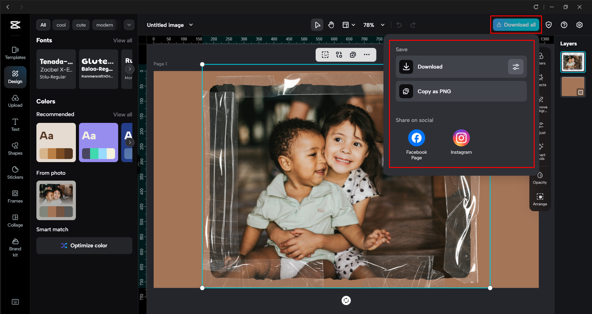Pag-download ng larawan mula sa CapCut desktop video editor