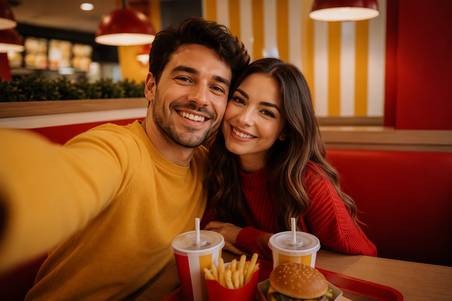 Dreamina McDonald's Couple Selfies AI Prompts prompt example 1