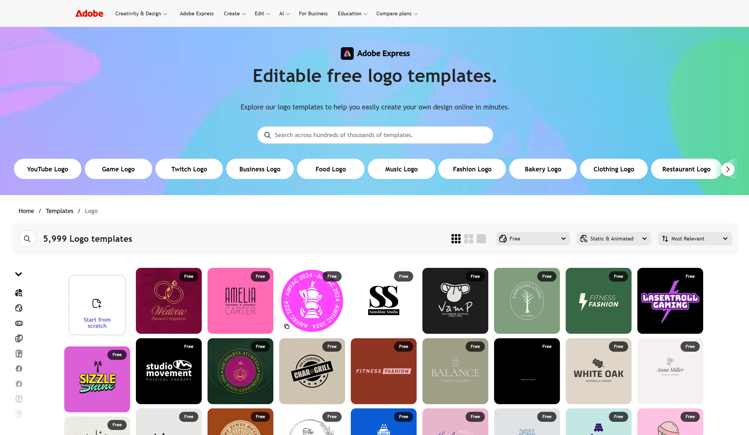 Adobe- one of the best free logo templates