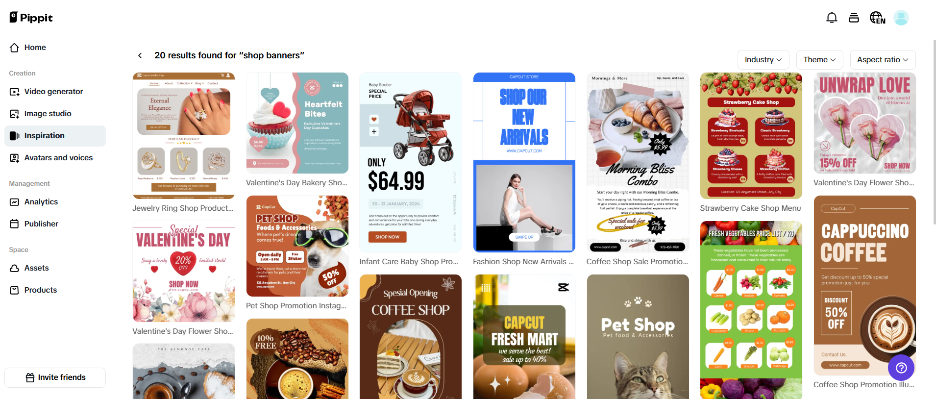 Múltiplos templates de banners para lojas