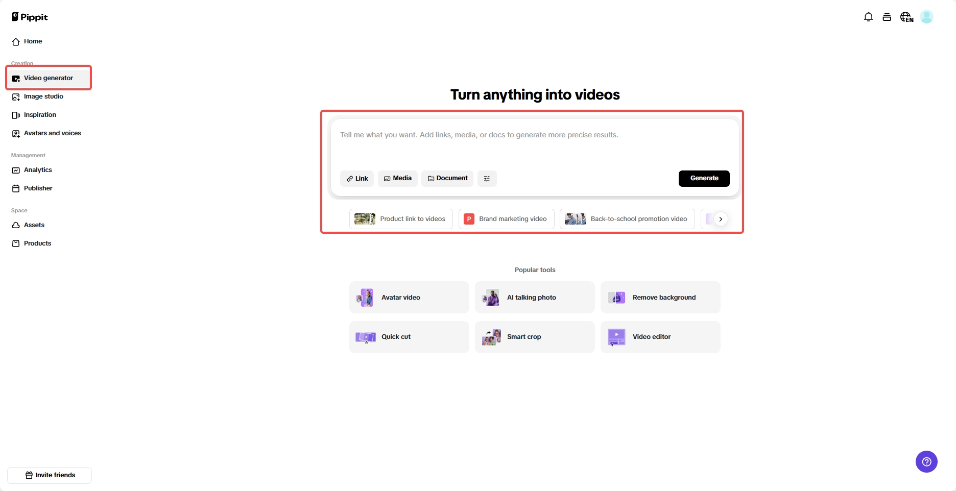 Pippit video generator