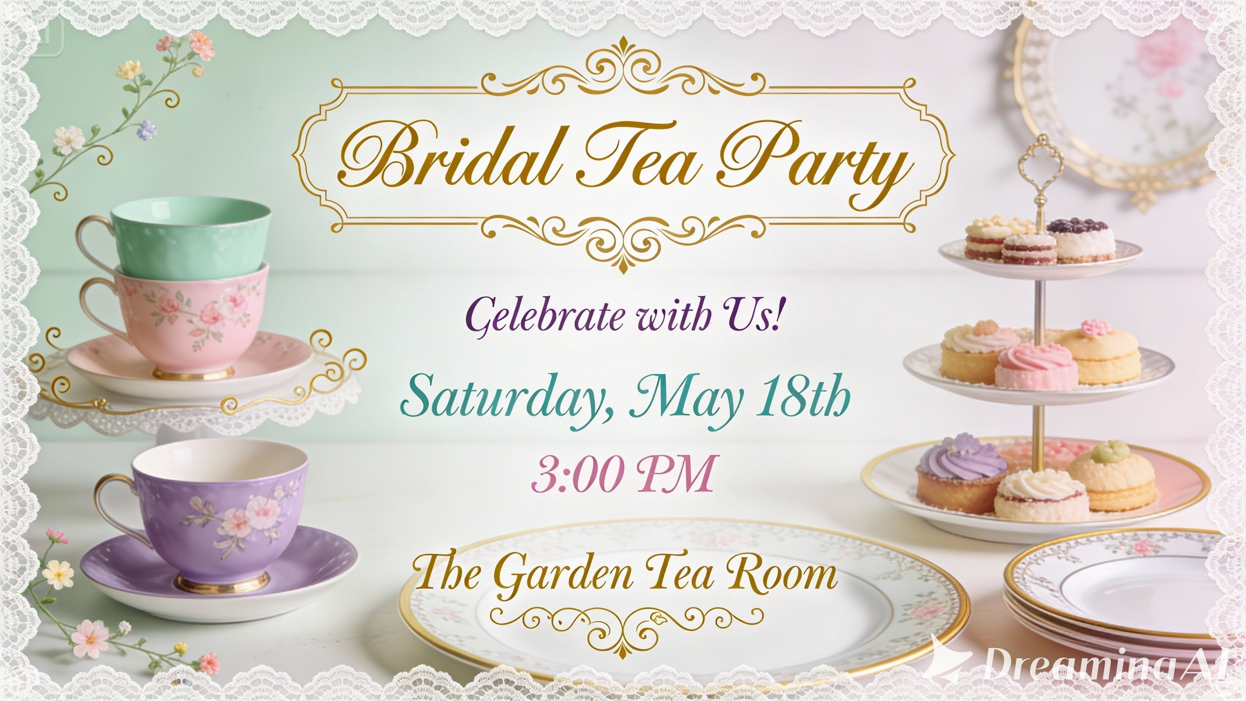 Invitație jucăușă pentru o petrecere cu ceai