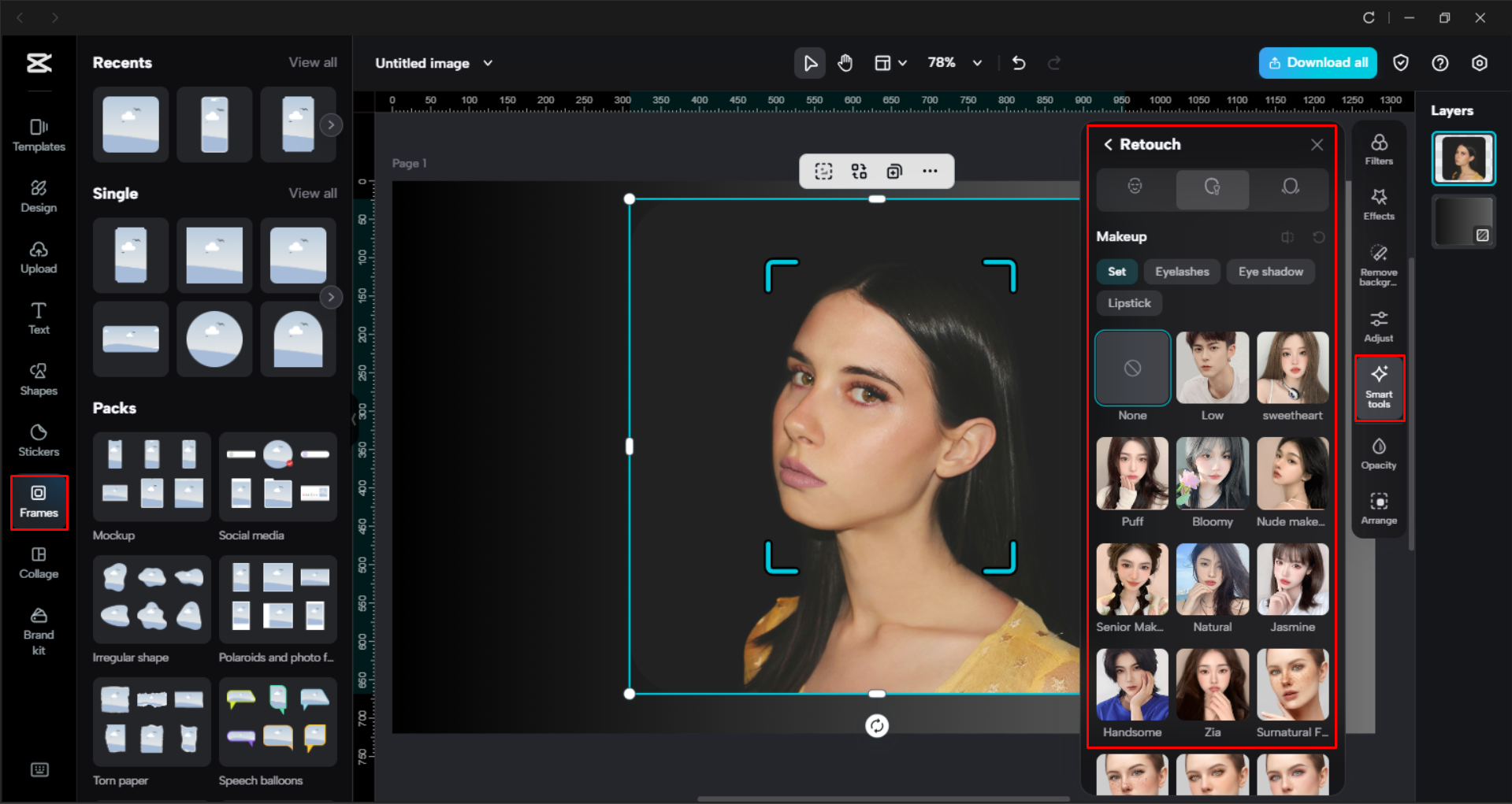 Aplicando efectos de belleza a la imagen con el CapCut editor de video de escritorio