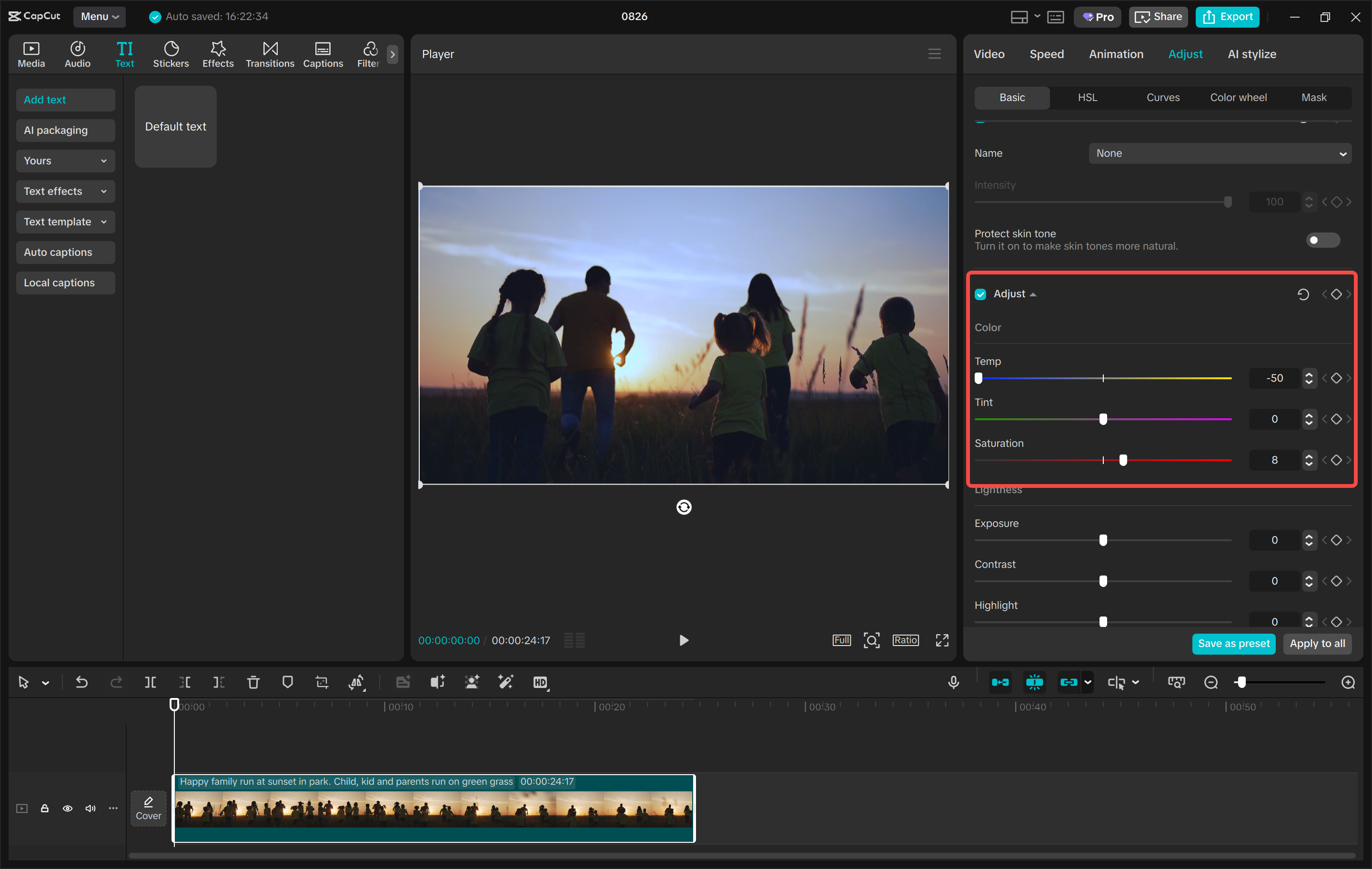 Interface of White balance