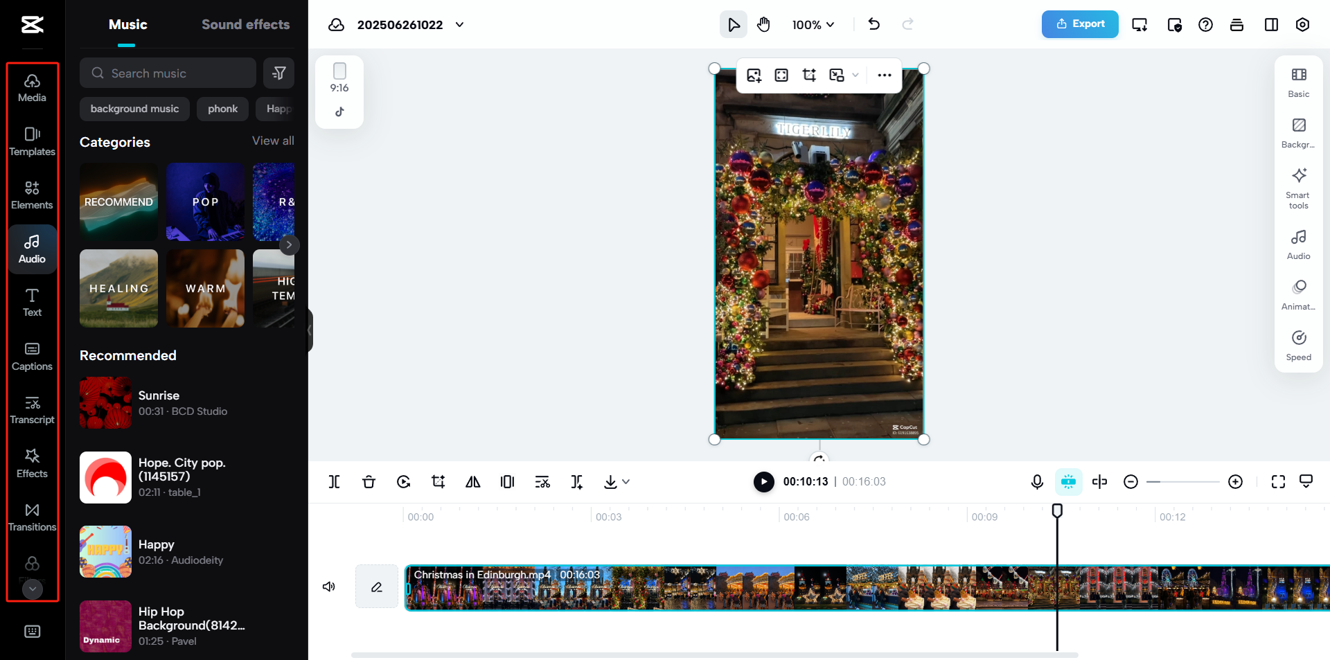 Add text, effect, transitions, etc.