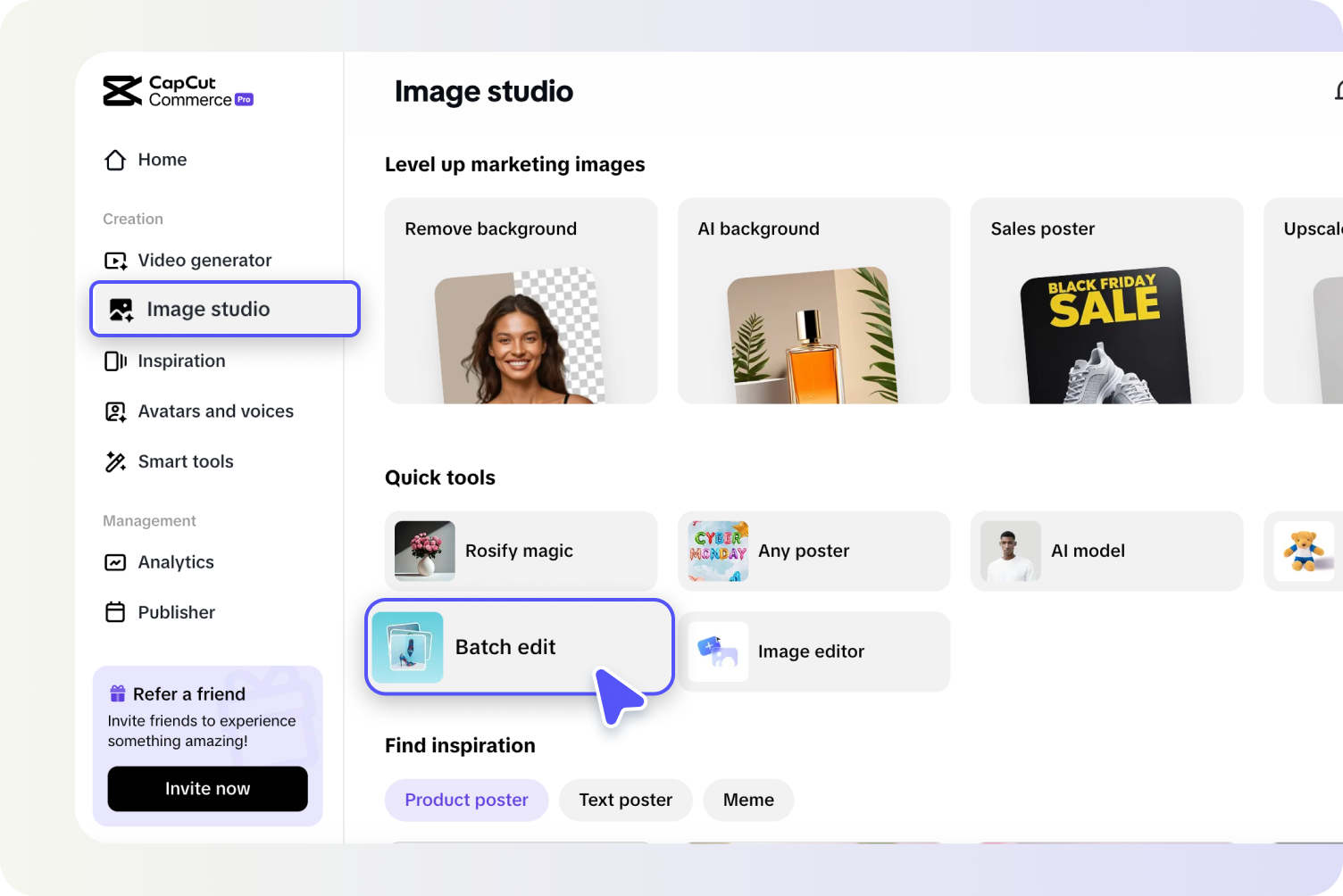 Open image studio for batch editing