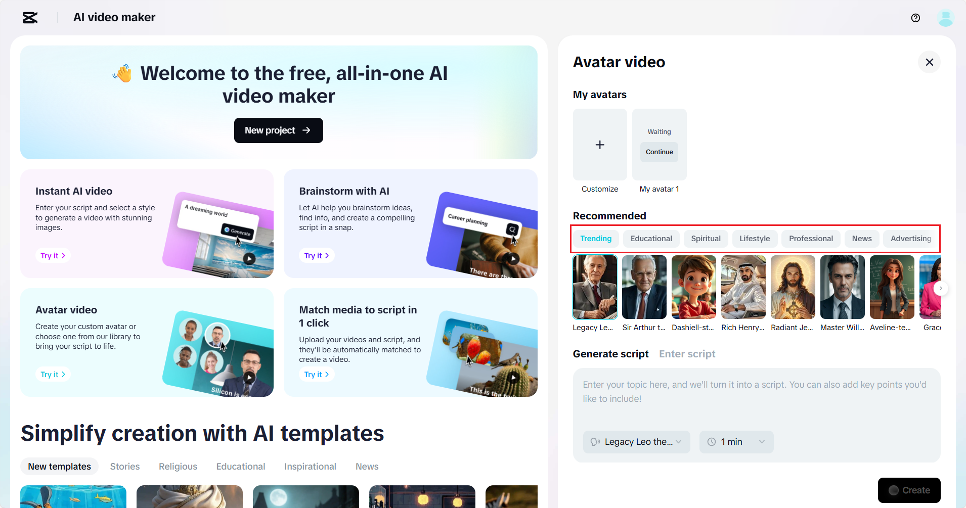 Truy cập tính năng video Avatar