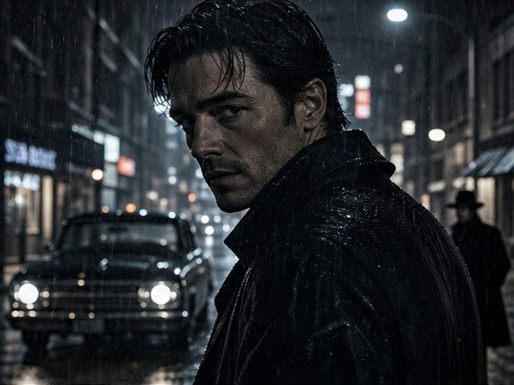Vetri Editz Official AI Prompt prompt example 1 - Neo-noir street portrait