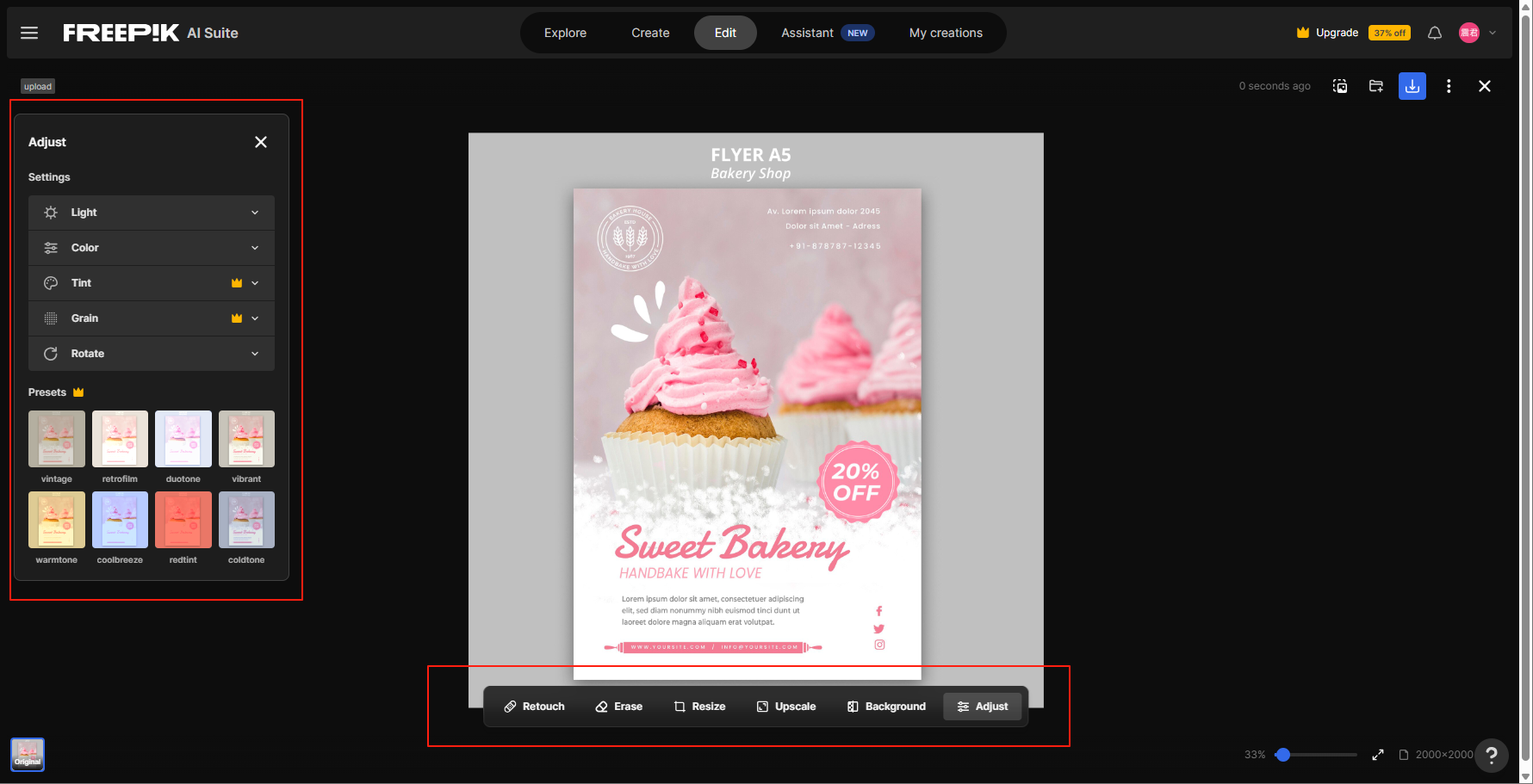 Generating image in Freepik