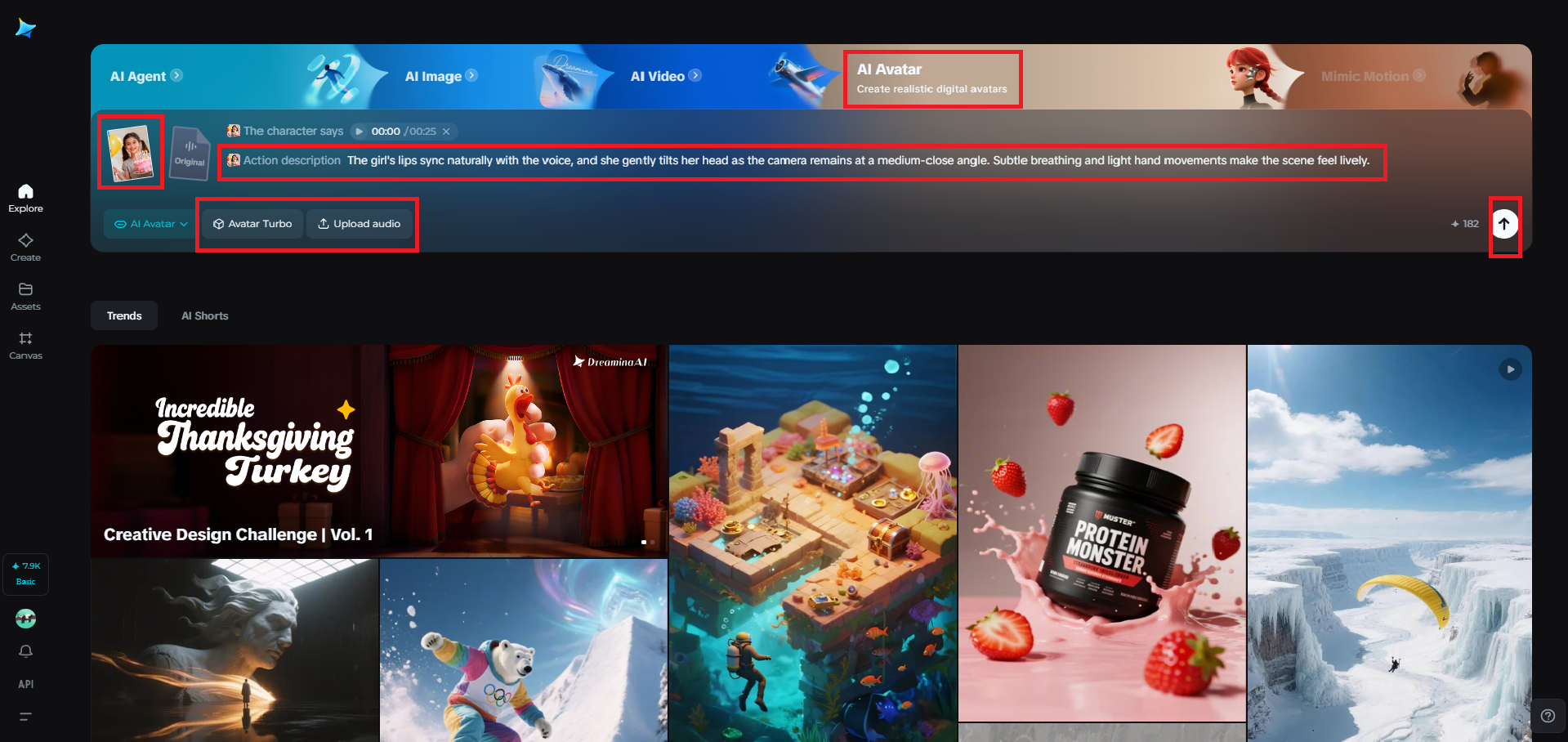 Upload and set settings in Dreamina