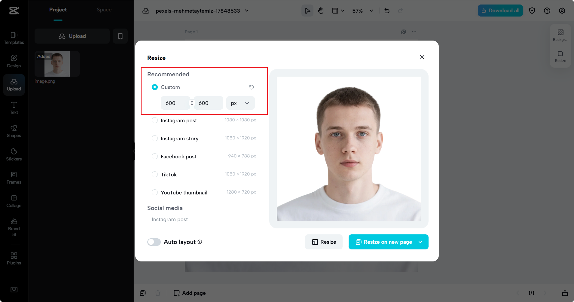 Resize your passport