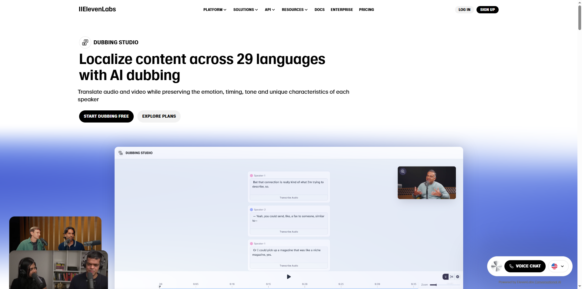 ElevenLabs interface
