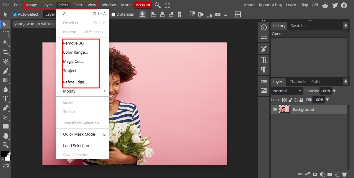 Edit your image in the Photopea online photo editor