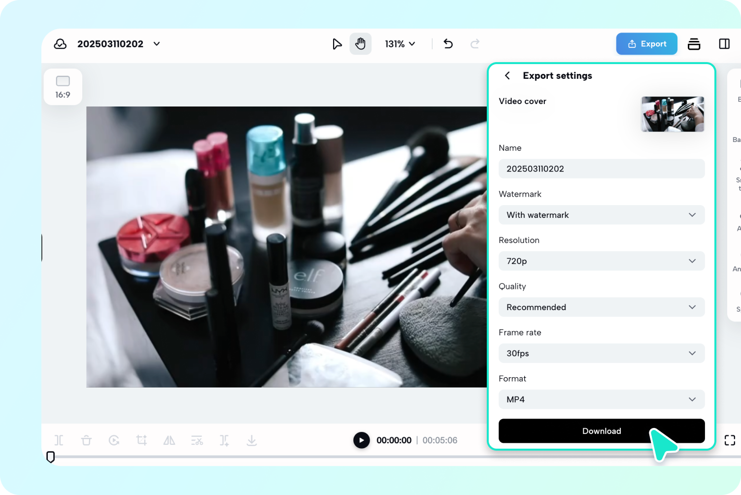 Export & download your edited video