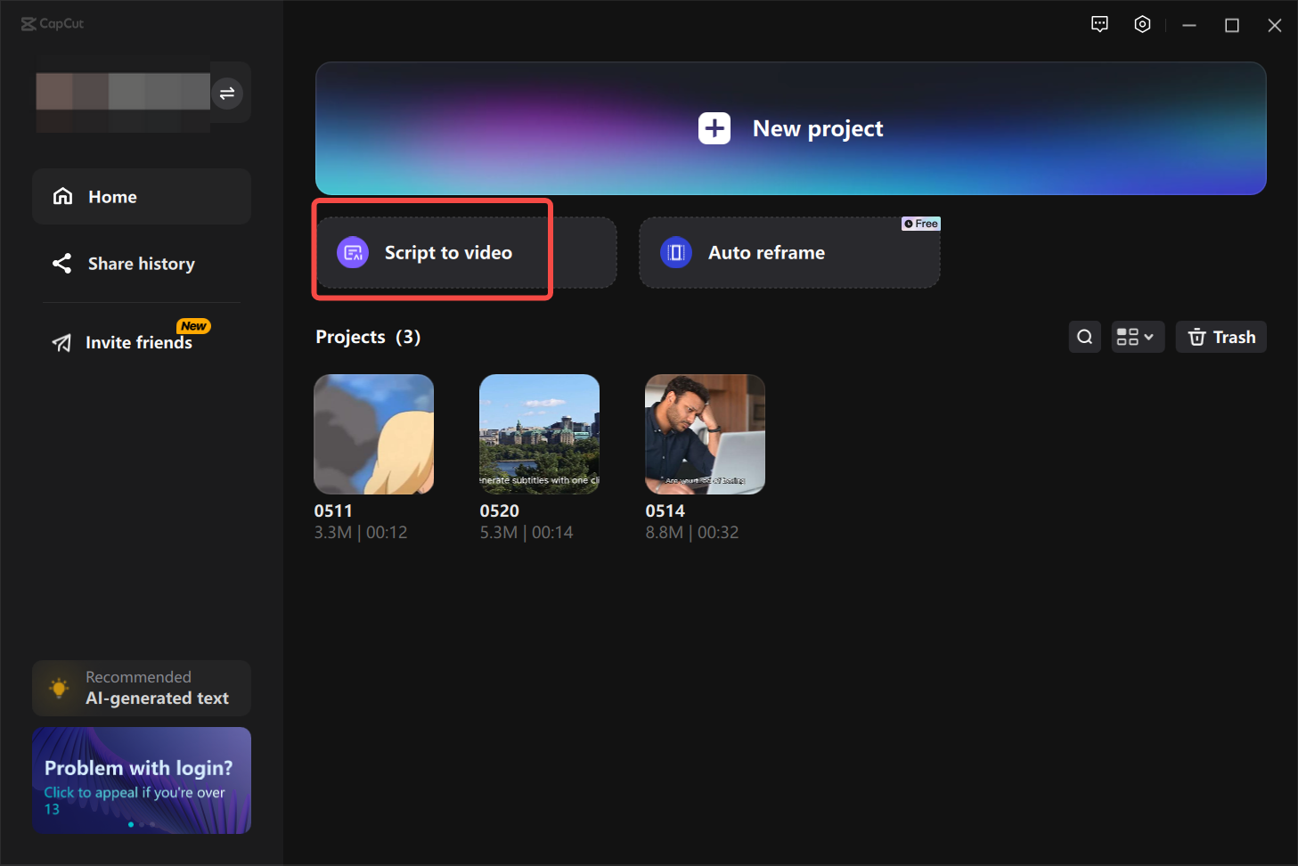 Turn the "Script to video" tool on the CapCut desktop video editor and AI shorts maker.