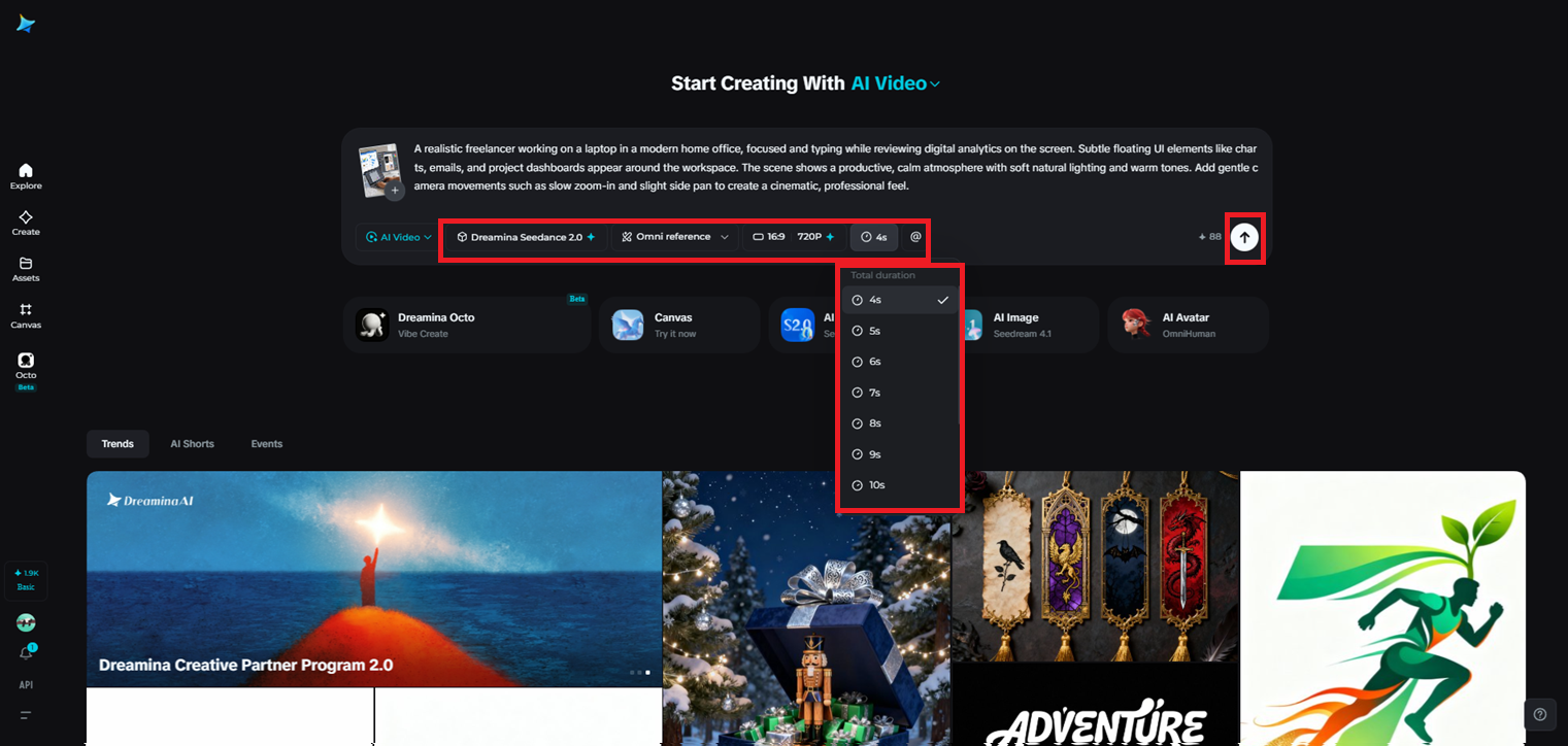 Select the model and adjust the settings