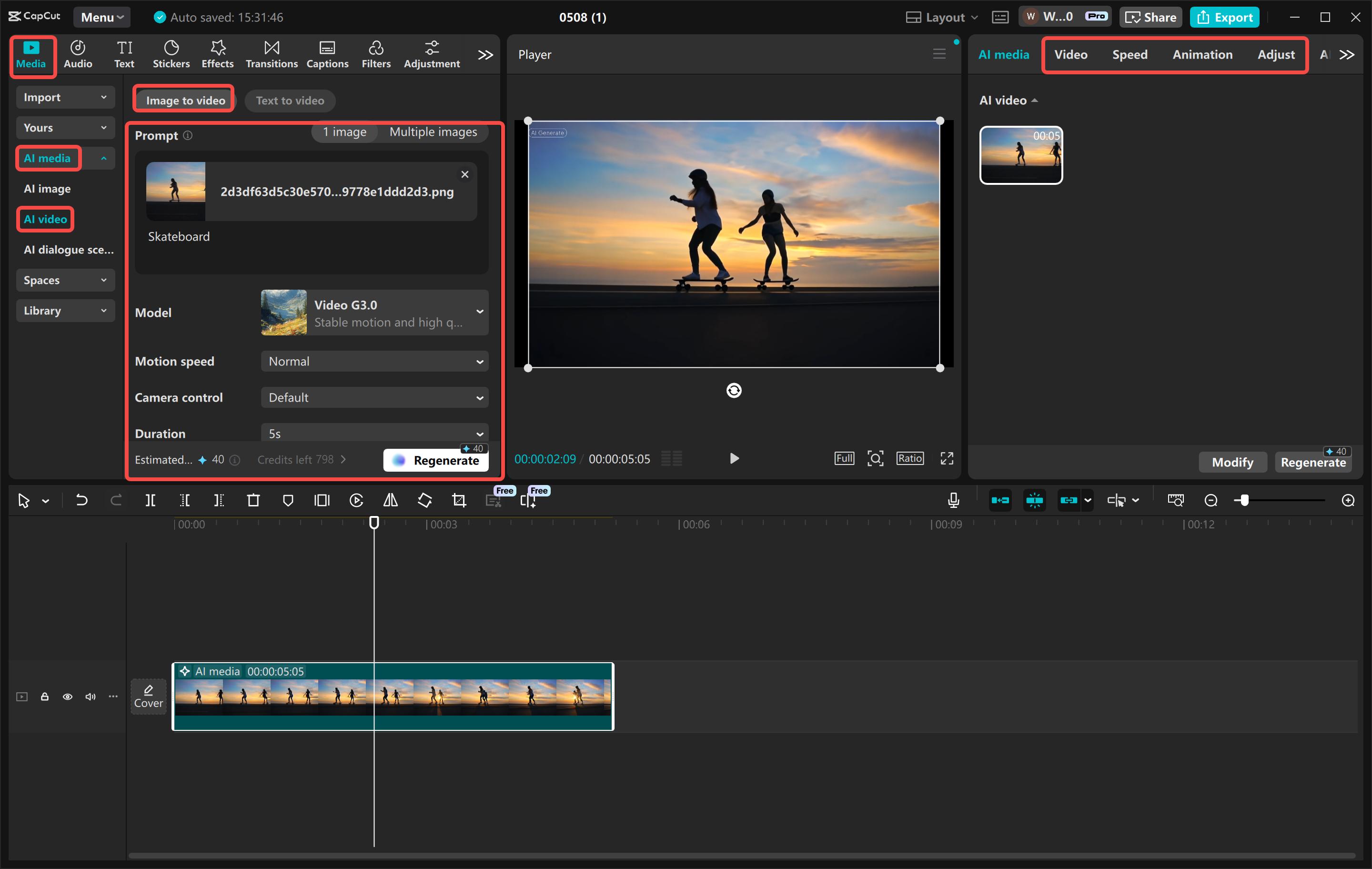 Conversione di un'immagine in un video con l' CapCut editor video desktop