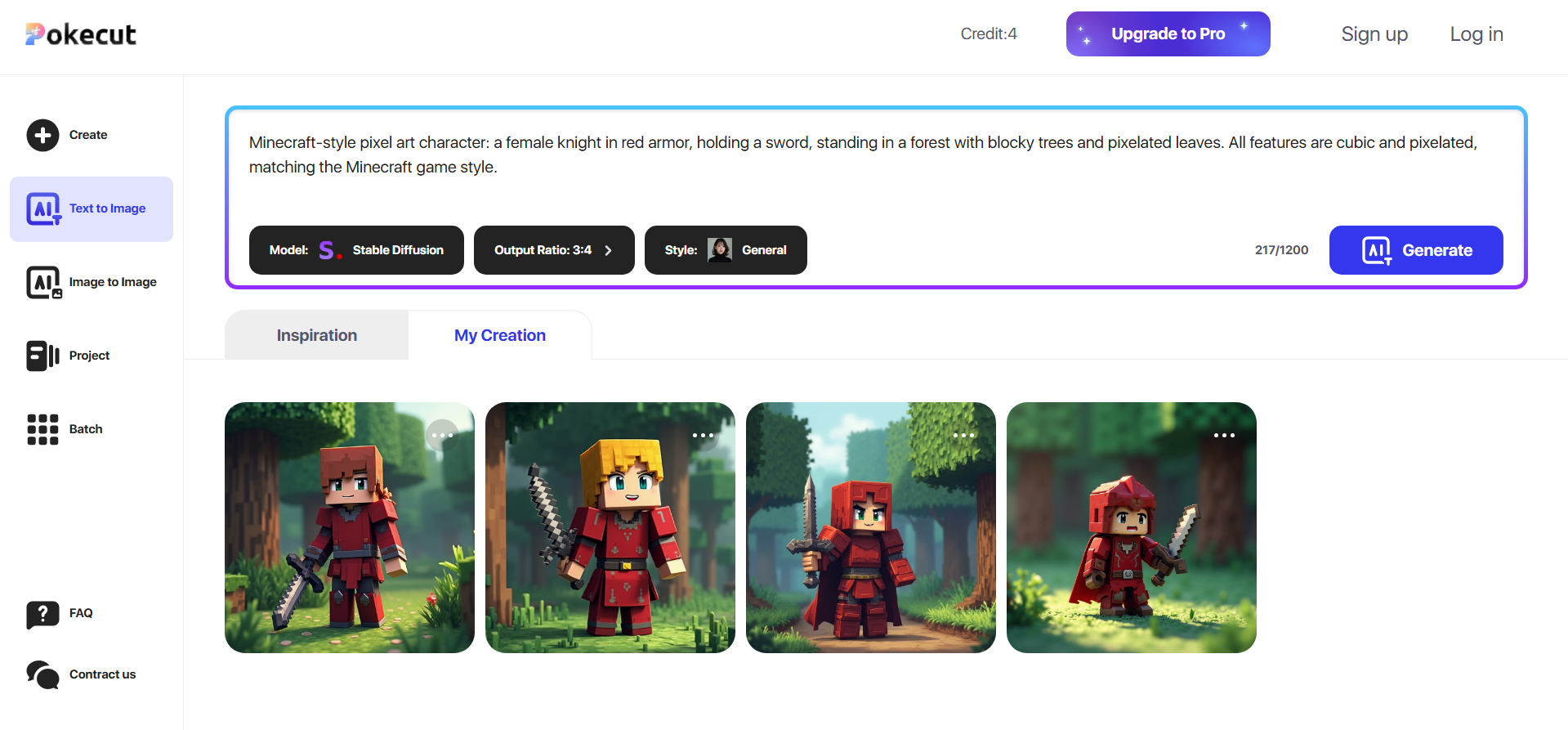 Pokecut pixel art interface