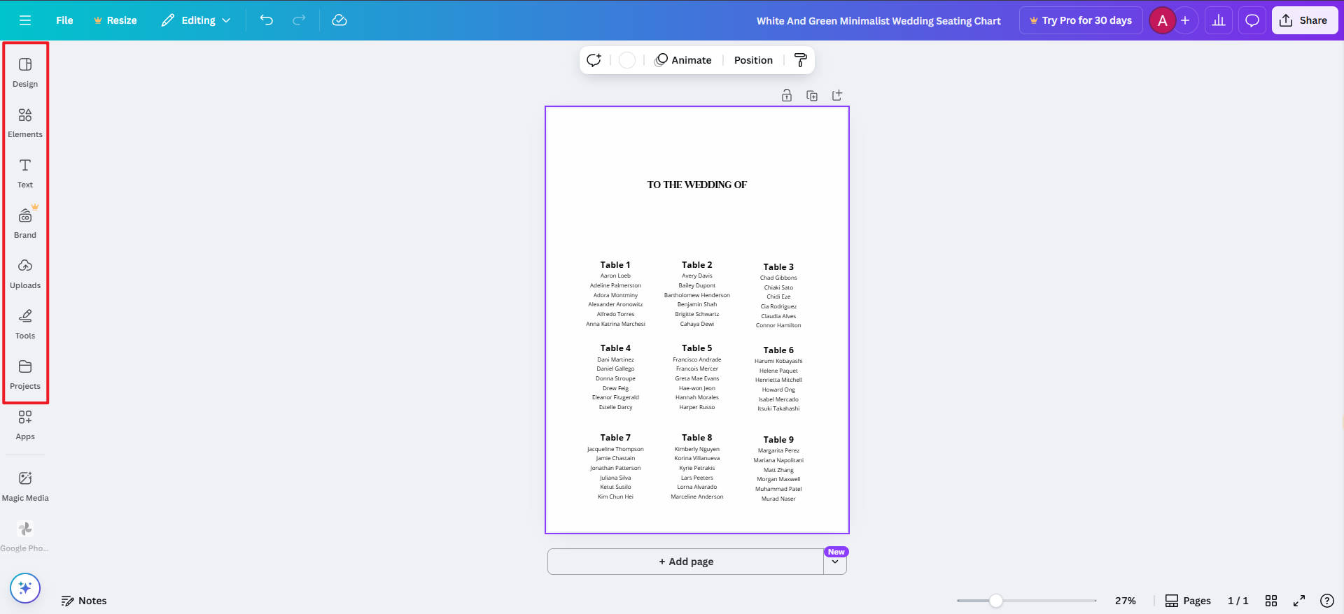 wedding seating plan online