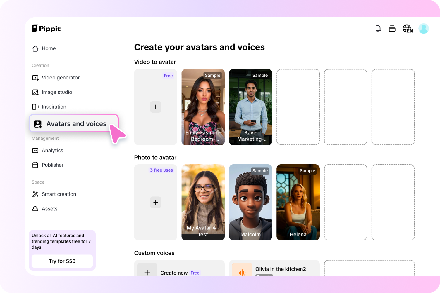 create your script on Pippit AI avatar generator