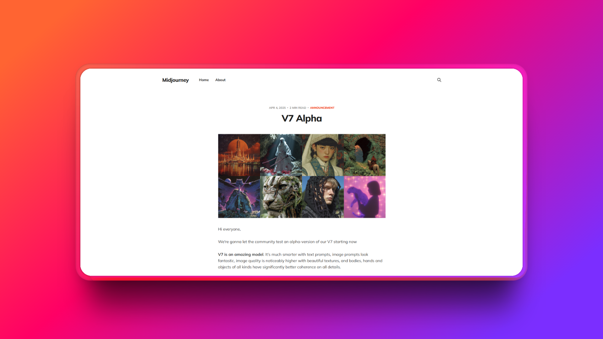 Midjourney 的 V7 Alpha