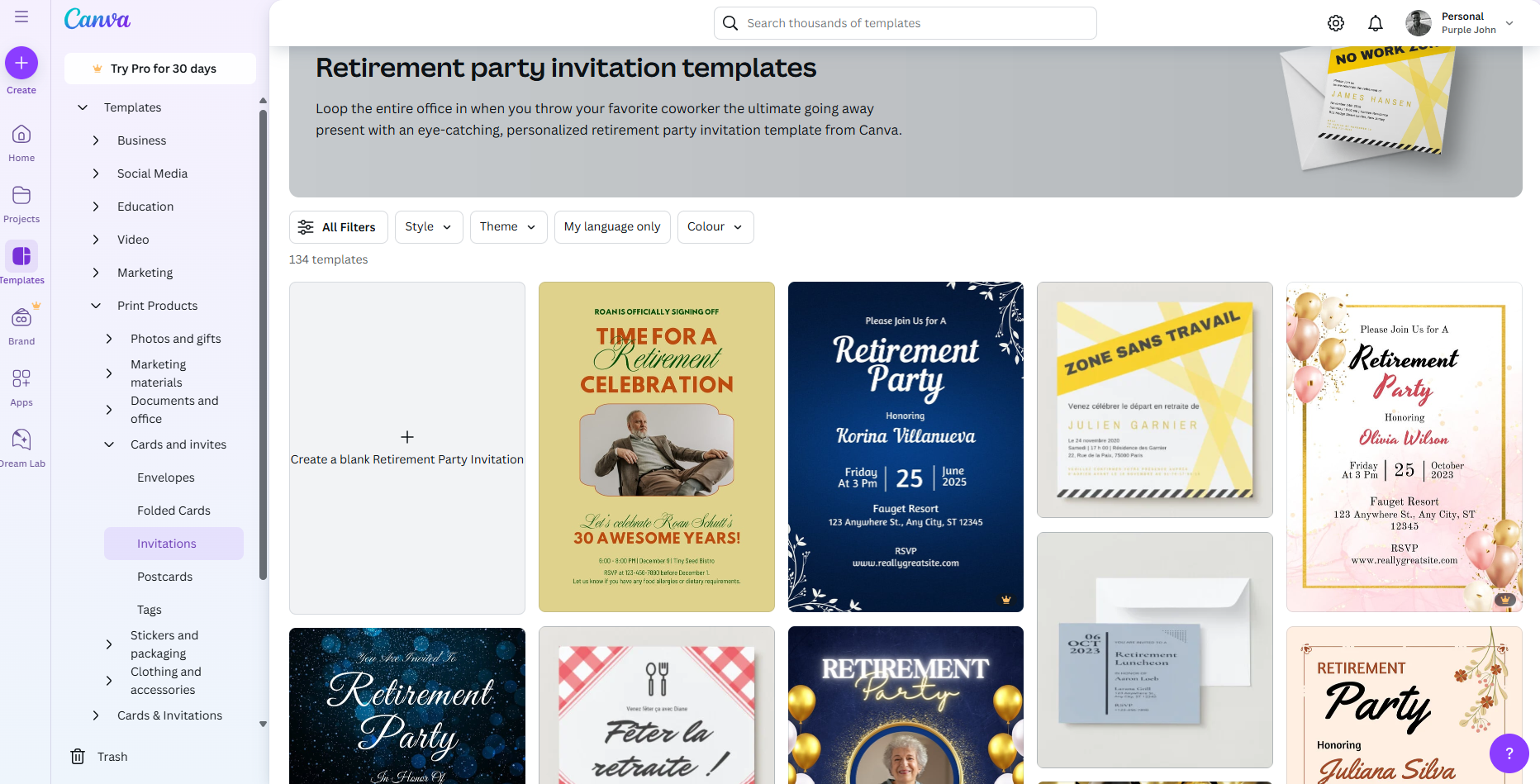 Canva: Retirement party poster