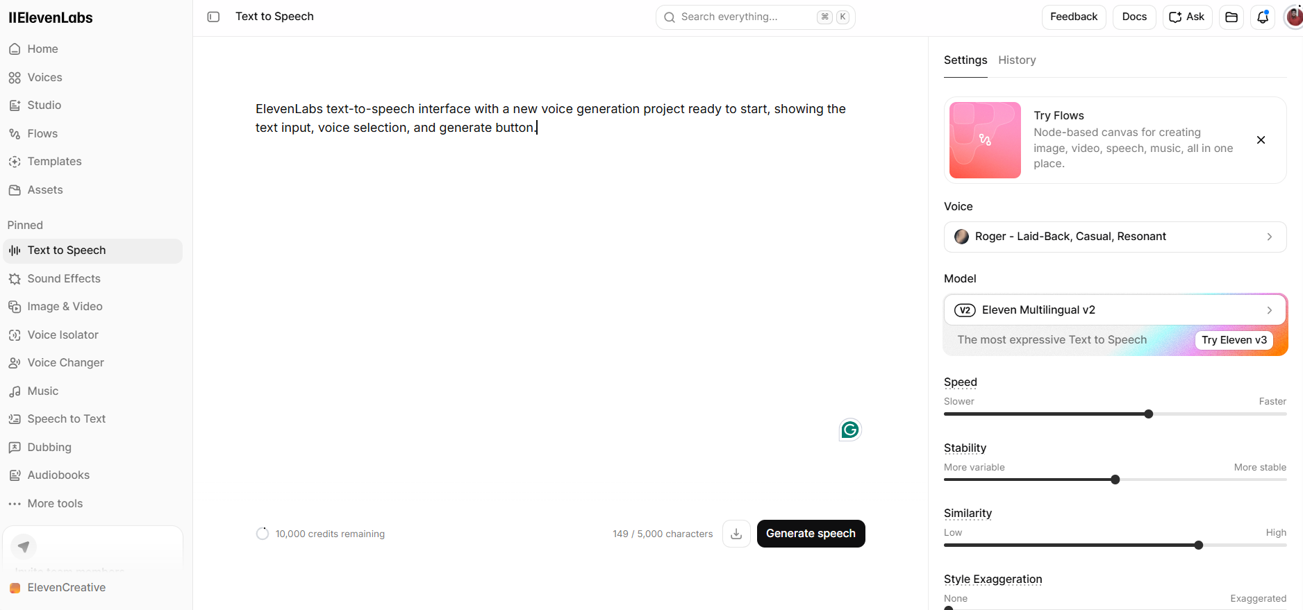 Add your text and choose a voice