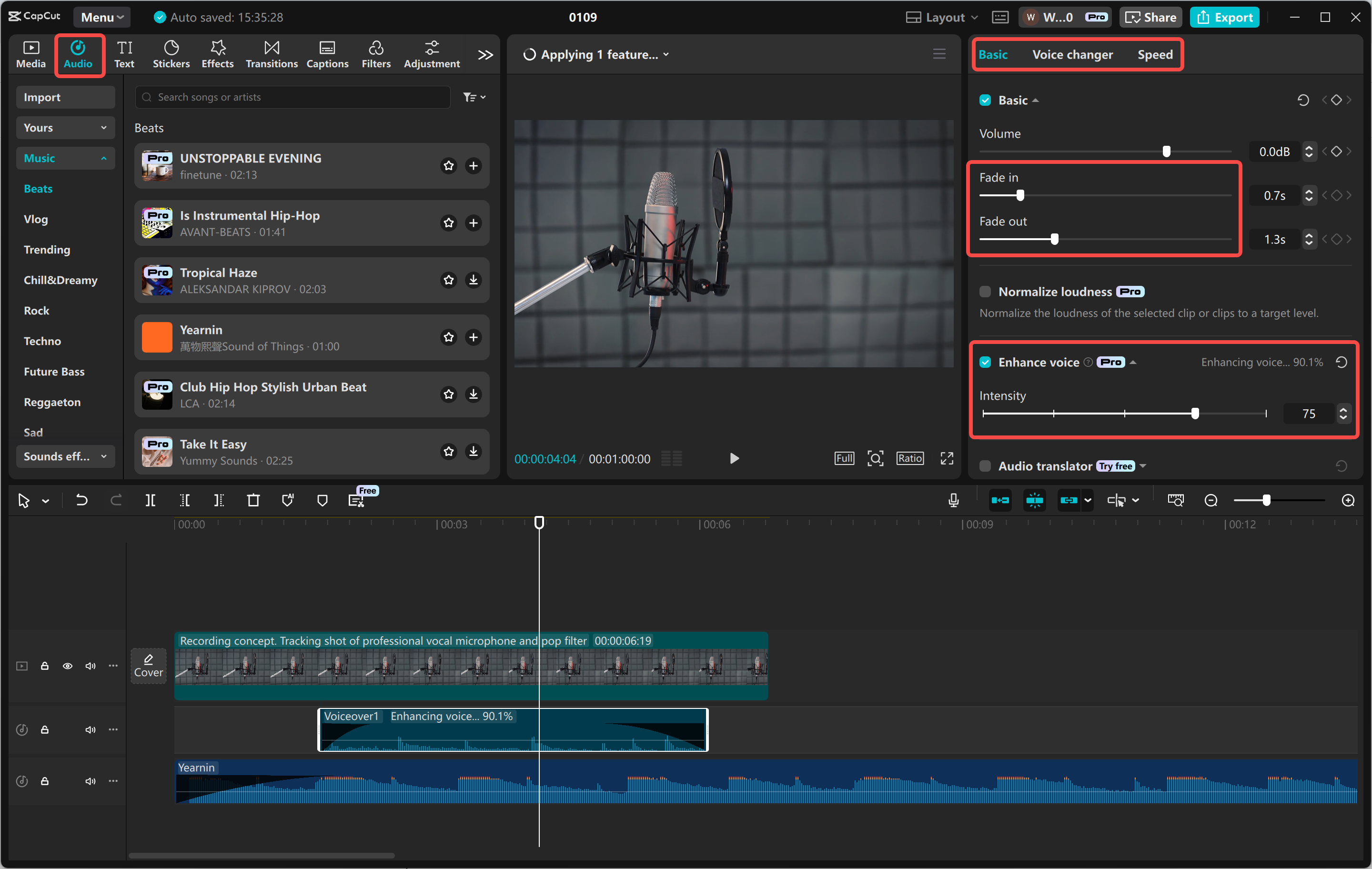 Lägga till och förbättra musik med CapCut skrivbordsvideoredigerare
