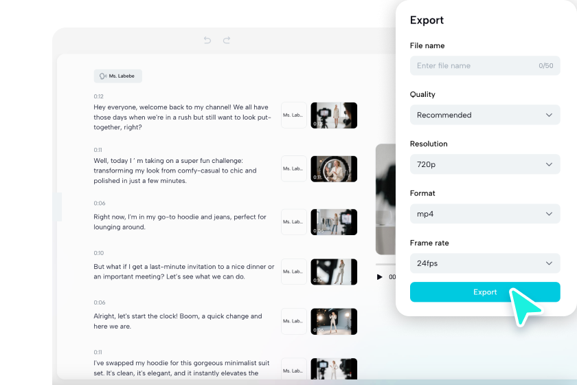 Export and save AI-generated video