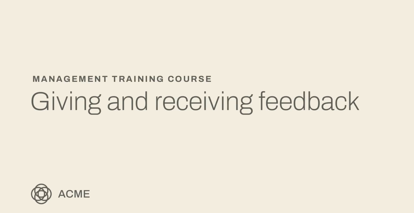 Corporate compliance training video on giving and receiving feedback