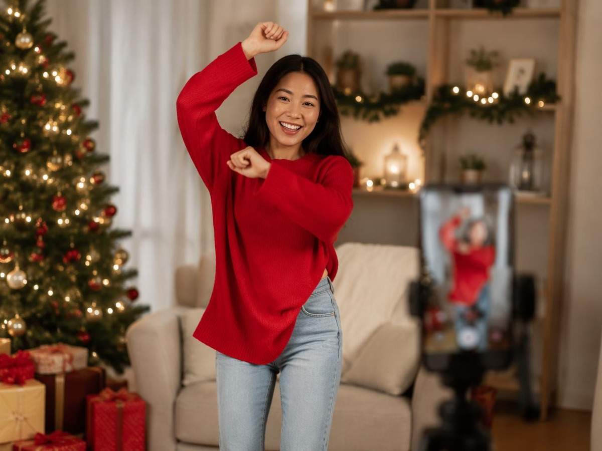 Copertura del prompt del generatore di video di danza di Natale 3 in 4: 3