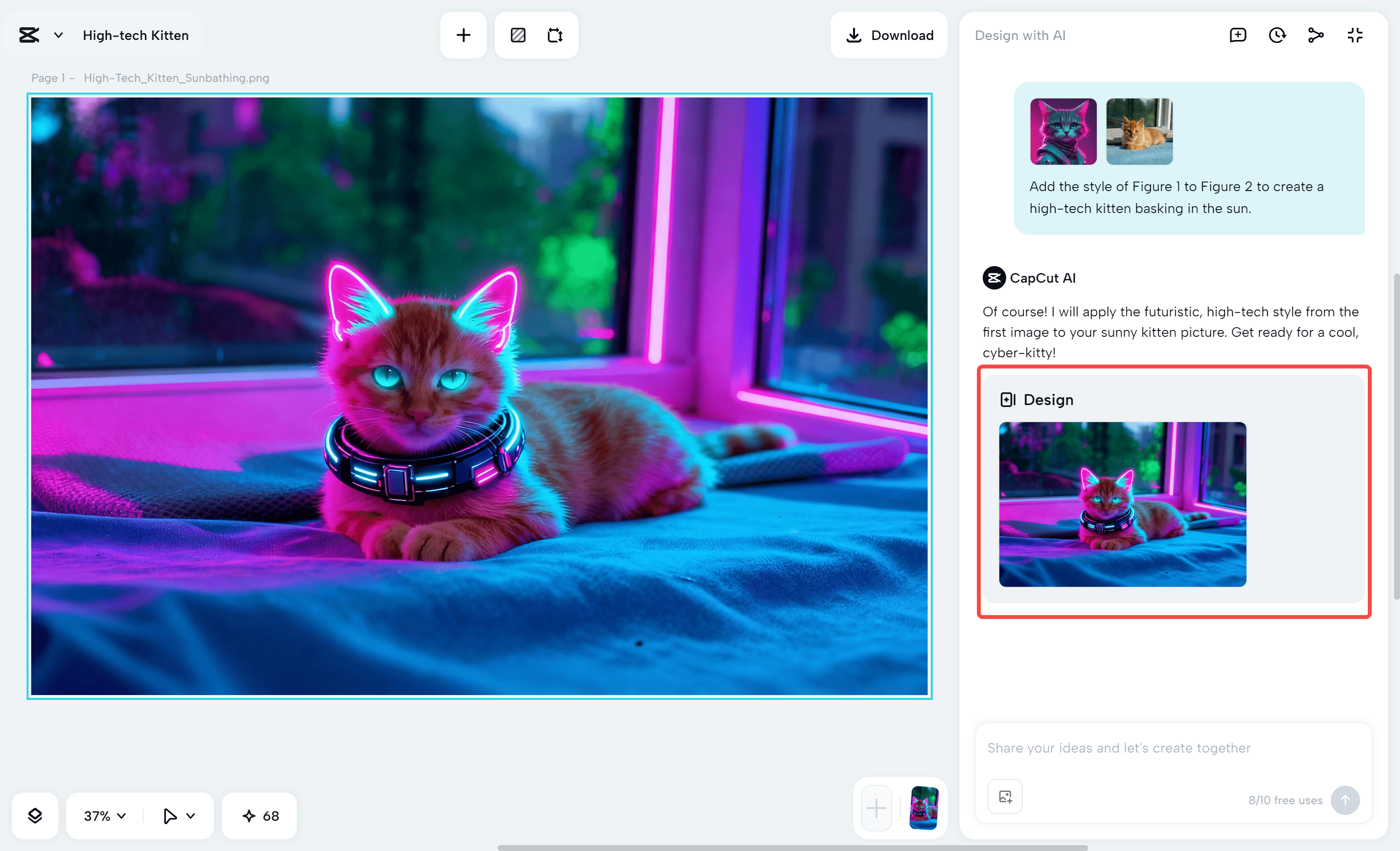 Merging the images with AI in the CapCut desktop video editor