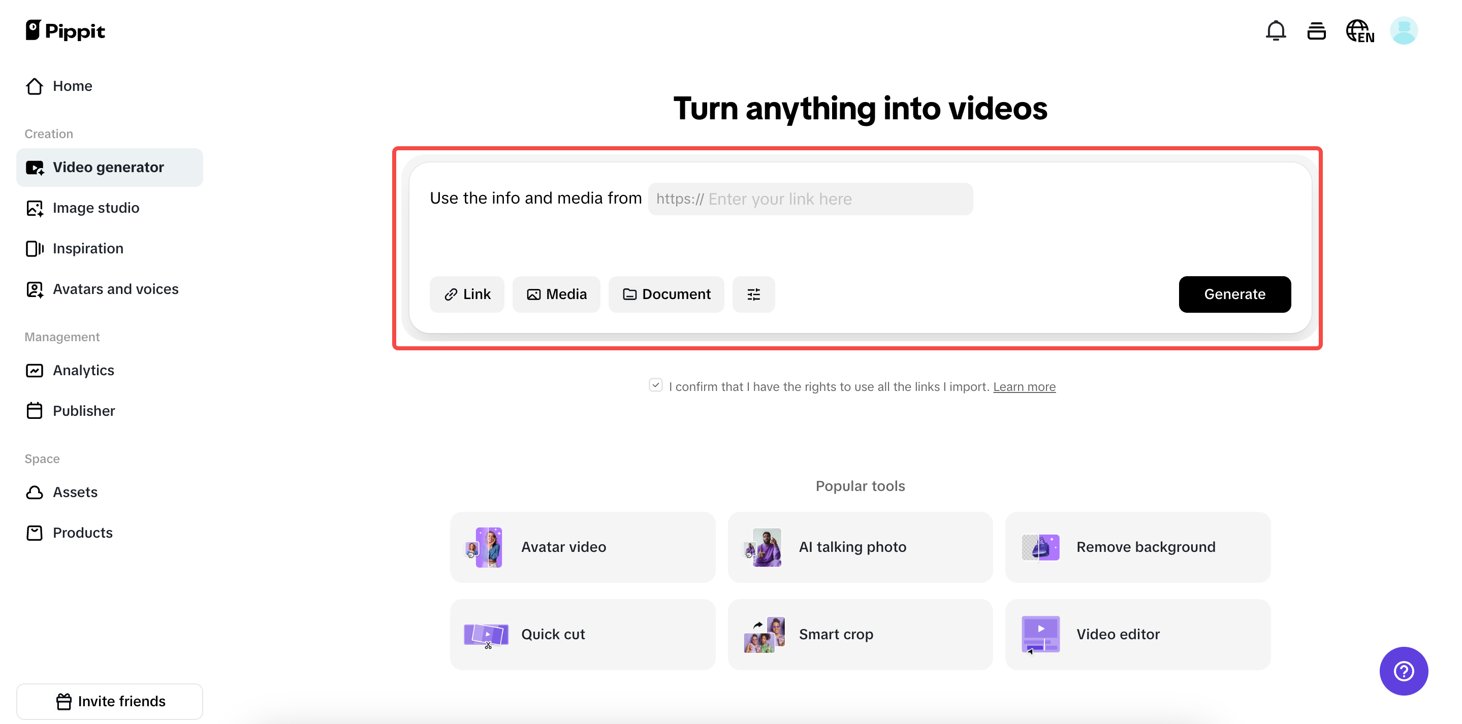 Upload links or media