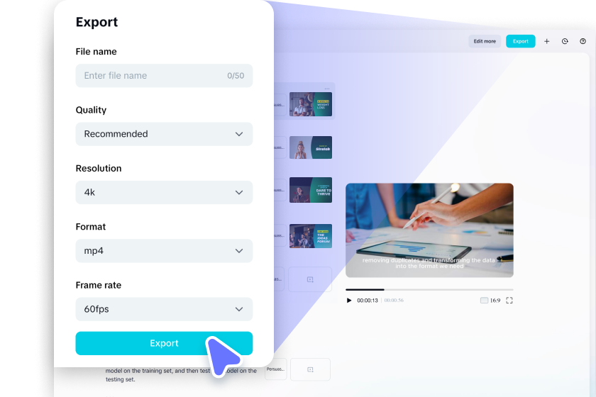 Exporting video using CapCut's PPT to video converter free