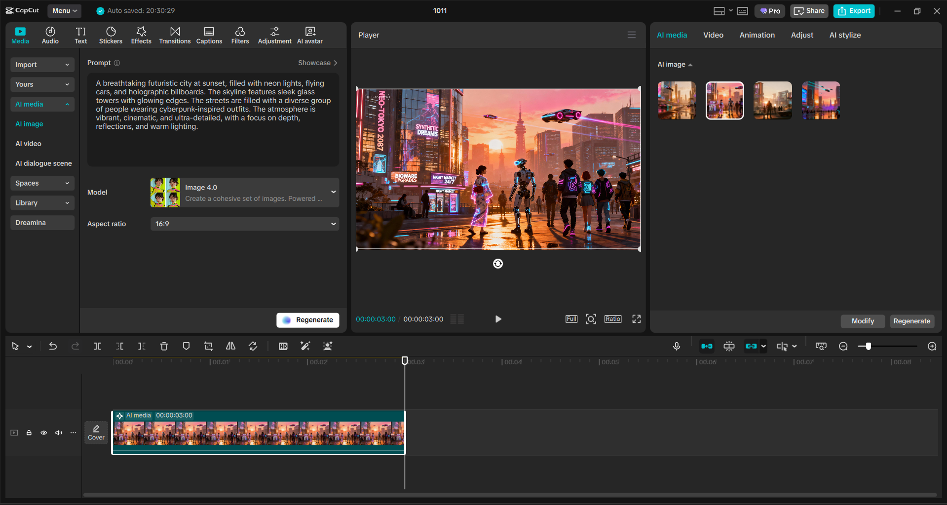 Interface of the CapCut desktop video editor - an easier way to generate images with AI